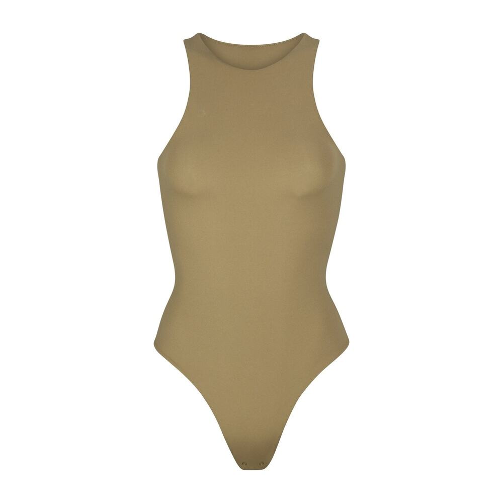 SKIMS Fits Everybody High Neck Bodysuit - S - Khaki